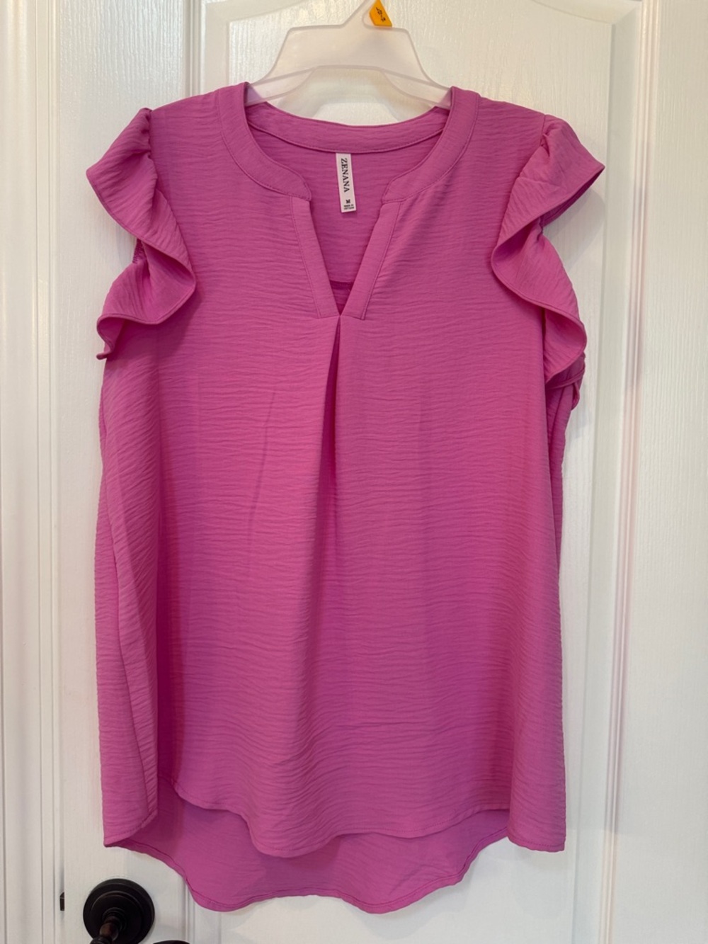 Zenana  Fuchsia Ruffle Sleeve Blouse